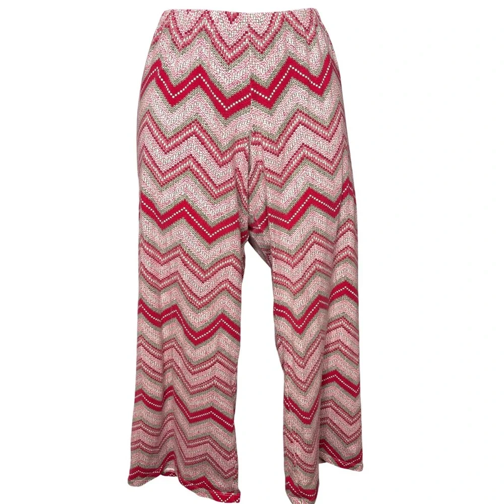 BedHead Womens Red Chevron Cotton Pajama Matching Set Sz M Cozy Sleepwear Preppy
